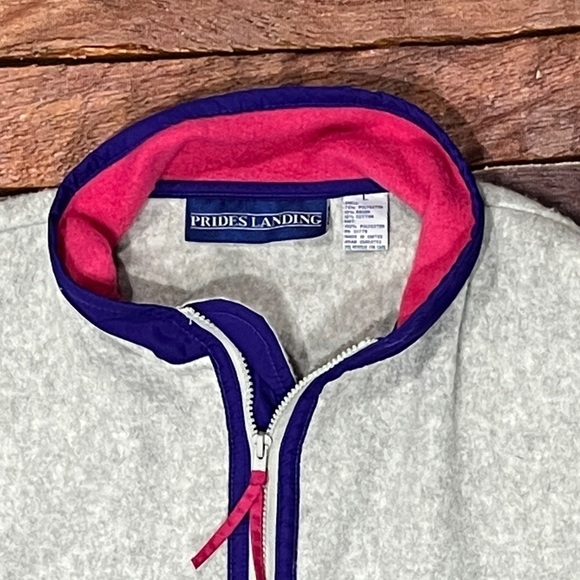 VTG Prides Landing Gray Zip Up 1980s Fleece Coat Jacket Outerwear - Picture 4 of 8